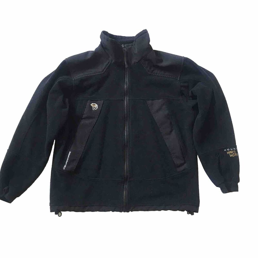 Mountain Hardwear Gore Windstopper Fleece Jacket Black Womens SZ 10 Zip Pkts USA